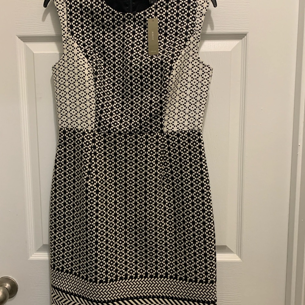 J. Crew Black and White Geometric Daytime Dress